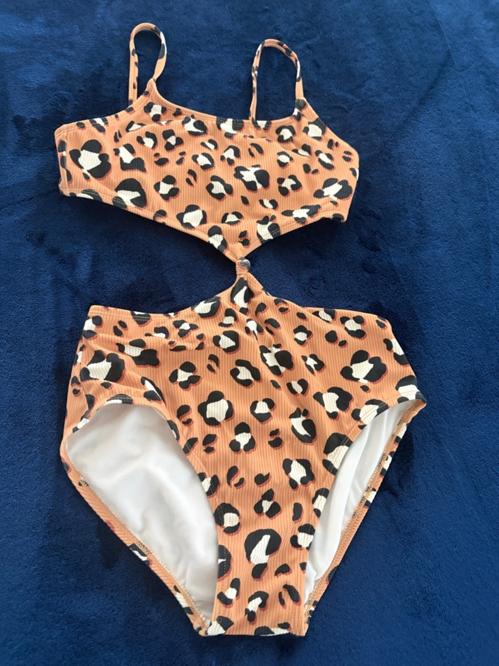 art class Peach Leopard Print One-Piece Swimsuit with Black & White Spots
